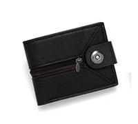 Portefeuille Compatible with homme en cuir à deux volets, élégant, simple, avec fermoir magnétique et fenêtre Compatible with carte d'identité, fermeture éclair, porte-cartes multiples(Svart)