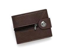 Portefeuille Compatible with homme en cuir à deux volets, élégant, simple, avec fermoir magnétique et fenêtre Compatible with carte d'identité, fermeture éclair, porte-cartes multiples(Coffee)