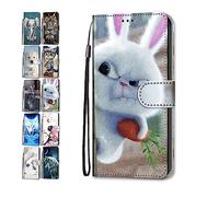 Portefeuille Coque pour iPhone 12 Pro Max 6.7 Cuir Flip Case Cover Motif avec Fentes de Carte Pochette a Rabat Protecteur Etui Housse - Lapin