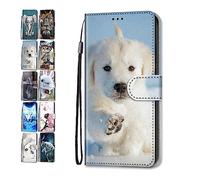Portefeuille Coque pour iPhone 12 Pro Max 6.7 Cuir Flip Case Cover Motif avec Fentes de Carte Pochette a Rabat Protecteur Etui Housse - Chien