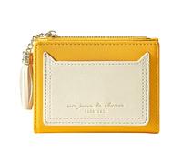 Portefeuille court à fermeture éclair pour femme - Deux plis - Pour garçons, jaune, Taille unique