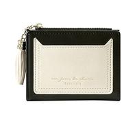Portefeuille court à fermeture éclair pour femme - Deux plis - Pour garçons, Noir , Taille unique