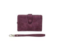 Portefeuille court coréen mignon boucle double remise multi carte sac à main pour femme, Rouge violacé, Taille unique