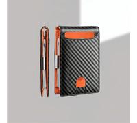 Portefeuille court en fibre de carbone, porte-cartes d'affaires minimaliste, blocage RFID, antivol, portefeuille à pince à billets à deux volets Multicolore,Géométrique,Carreau,Rayé,Motif texturéPolyu