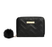 Portefeuille court pour femme avec fermeture éclair et plusieurs emplacements pour cartes, pochette pour téléphone, imprimé vache, Noir , Taille unique