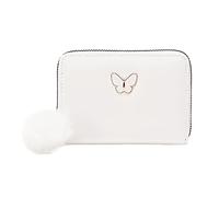 Portefeuille court pour femme Printemps et été nouveau motif papillon décoration multi-couches pratique fermeture éclair sac en peluche carte sac clé et porte-monnaie, blanc, Taille unique