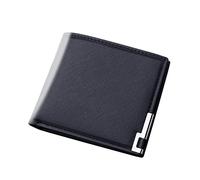 Portefeuille court tendance de couleur unie pour homme, sac à main ouvert, plusieurs emplacements pour cartes, pochette pour homme, portefeuille fin (noir, taille unique)
