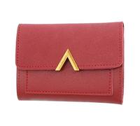 Portefeuille court tendance en cuir synthétique pour femme Porte-cartes Emplacements pour argent Pour usage quotidien et voyage, Rouge, 11.5*9*2cm, Décontracté