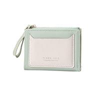 Portefeuille court tendance pour femme - Couleur unie - Fermeture éclair - Plusieurs emplacements pour cartes - Petit portefeuille pour femme, Vert, Taille unique