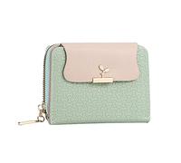Portefeuille court tendance pour femme - Couleur unie - Fermeture éclair - Plusieurs emplacements pour cartes - Pochette A50 avec écran (vert, taille unique)