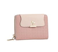 Portefeuille court tendance pour femme - Couleur unie - Fermeture éclair - Plusieurs emplacements pour cartes - Pochette A50 avec écran, Rouge, Taille unique