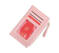 Portefeuille court tendance pour femme - Couleur unie - Fermeture éclair - Plusieurs emplacements pour cartes - Pochette pour passeport - Pour 2 passeports, rose, Taille unique