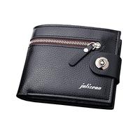 Portefeuille court tendance pour homme - Couleur unie - Avec moraillon - Plusieurs emplacements pour cartes - Portefeuille de luxe pour femme, Noir , Taille unique