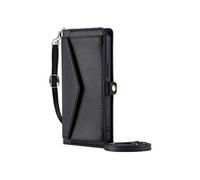 Portefeuille Crossbody Etui Pour Realme C30/C30S Fente Pour Les Factures A Fermeture Eclair Blocage RFID Titulaire De La Carte Noir
