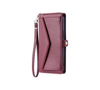Portefeuille Crossbody Etui Pour Realme C30/C30S Fente Pour Les Factures A Fermeture Eclair Blocage RFID Titulaire De La Carte Rouge