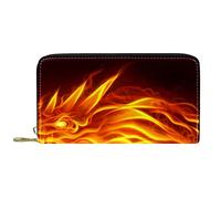 Portefeuille Cuir Cuir Zip Long Purse Burning Dragon
