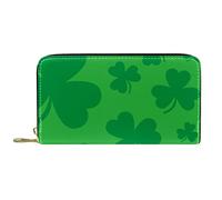 Portefeuille Cuir Cuir Zip Long Purse Green Lucky Irish Clover for St. Patrick's Day