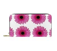 Portefeuille Cuir Cuir Zip Long Purse Pink Real Daisy Flower