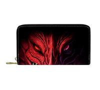 Portefeuille Cuir Cuir Zip Long Purse Retro Red Purple Chinese Dragon