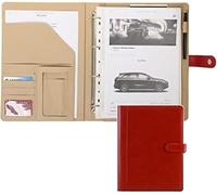 Portefeuille D’Affaires A4 Format Padfolio Classeur De Documents Multifonctionnel Bloc-Notes en Cuir De Luxe Dossier De Conférence Professionnel Organisateur Person, Red, 12-Digit Calculator