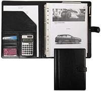 Portefeuille D’Affaires A4 Format Padfolio Classeur De Documents Multifonctionnel Bloc-Notes en Cuir De Luxe Dossier De Conférence Professionnel Organisateur Person, Black, 12-Digit Calculator