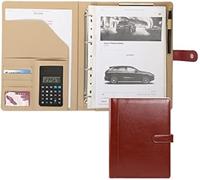Portefeuille D’Affaires A4 Format Padfolio Classeur De Documents Multifonctionnel Bloc-Notes en Cuir De Luxe Dossier De Conférence Professionnel Organisateur Person, Brown, 12-Digit Calculator