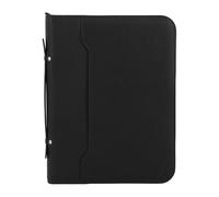 Portefeuille d'affaires avec fermeture éclair 10 sacs de fichiers transparents |Carnet de notes en cuir PU de 30 feuilles et calculatrice solaire |Housse de tablette 10,1 pouces