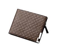 Portefeuille d'affaires court décontracté pour homme avec fermeture éclair à 3 plis et reliure horizontale pour femme (café, taille unique)