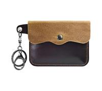 Portefeuille d'affaires élégant en polyuréthane avec porte-clés pour protéger les pièces de monnaie, poche de monnaie et emplacements pour cartes, Marron avec café