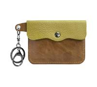 Portefeuille d'affaires élégant en polyuréthane avec porte-clés pour protéger les pièces de monnaie, poche de monnaie et emplacements pour cartes, Jaune vert avec br