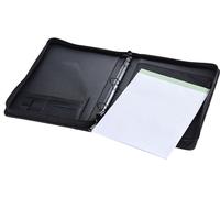 Portefeuille d'affaires professionnel multifonctionnel Porte-documents Organisateur A4 en cuirPolyuréthaneavec fermeture à glissière Boucle à feuillets mobiles avec porte-cartes de visite Bloc-notes