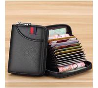Portefeuille de carte de crédit avec blocage RFID, petit et compact, capacité de 12/18 cartes, style accordéon, pochette à cartes zippée avec fenêtre d'identité, cadeau, étui à cartes en cuir durable