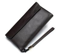Portefeuille de Carte de crédit pour Hommes Portefeuille Long en Cuir véritable Billfold Zip Autour du Portefeuille de Chéquier Fentes pour Cartes de crédit (Couleur : Noir, Taille : 20.5 * 10cm)