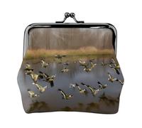 Portefeuille de chasse avec canards sauvages volants pour femme, porte-monnaie pour femme, petit portefeuille pour femme, élégant et personnalisé, noir, One Size, Art déco