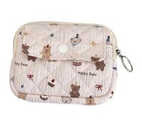 Portefeuille de dessin animé à motif floral pour pièces de monnaie, carte, petite pochette de rangement pour argent, joli petit portefeuille matelassé pour maquillage, Happy Little Bear, Beauté de