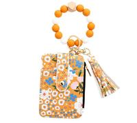 Portefeuille de fleurs - Portefeuille porte-clés plié en cuir, portefeuille plié avec porte-poche | Magnifique bracelet pliable pour porte-clés, cartes, billets, pochettes, documents d'argent, boîte c