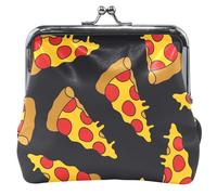Portefeuille de nourriture de pizza chic personnalisé pour hommes femmes cuir boucle baiser serrure changement titulaire poche pour carte, morsure de pizza chic, classique, nourriture à pizza chic