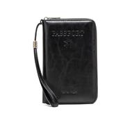 Portefeuille de passeport bloquant les RFID, couverture de passeport | Cuir PU, porte-documents de voyage, avec fermeture éclair et dragonne, for billets d'avion(Dark Blue)
