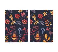 Portefeuille de passeport de voyage en polyuréthane avec motif de noix réaliste - Étui fin pour passeport - Pour homme et femme - Étui en cuir pour voyage essentiel, Bordeaux et jaune, 20.3x13.8cm