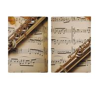 Portefeuille de passeport de voyage en polyuréthane avec renard endormi - Étui fin pour homme et femme - Étui en cuir pour voyage essentiel, Musique de flûte, 20.3x13.8cm