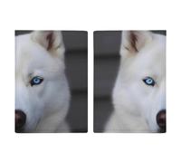 Portefeuille de passeport de voyage imprimé chimie PU étui de passeport mince pour femmes hommes étui support en cuir étui de voyage essentiel, Husky blanc aux yeux bleus, 20.3x13.8cm