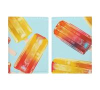 Portefeuille de passeport de voyage imprimé chimie PU étui de passeport mince pour femmes hommes étui support en cuir étui de voyage essentiel, Popsicles, 20.3x13.8cm