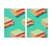 Portefeuille de passeport de voyage violet avec motif d'amour - Étui fin en cuir pour homme et femme - Essentiels de voyage, Motif répétitif de sandwich, 20.3x13.8cm