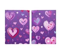 Portefeuille de passeport de voyage violet avec motif d'amour - Étui fin en cuir pour homme et femme - Essentiels de voyage, Motif amour violet, 20.3x13.8cm
