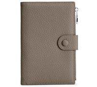 Portefeuille de passeport en cuir pour femme, portefeuille de voyage compact avec poche zippée pour pièces de monnaie et emplacements SIM, housse de passeport pour femme, kaki foncé, Portefeuille pour