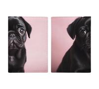 Portefeuille de passeport mignon en cuir pour passeport de voyage en polyuréthane pour homme et femme Noir, Carlin noir mignon., 20.3x13.8cm