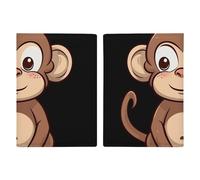 Portefeuille de passeport mignon en cuir pour passeport de voyage en polyuréthane pour homme et femme Noir, Singe marron dessin animé, 20.3x13.8cm