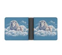 Portefeuille de poche, agneau avec un lion sur les nuages, portefeuille multifonction imprimé, portefeuille de voyage simple, portefeuille unisexe, noir, taille unique, contemporain, Noir , Taille