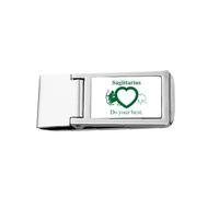 Portefeuille de poche fin en acier inoxydable avec pince à billets Motif constellation d'amour Sagittaire