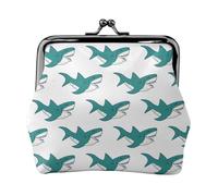 Portefeuille de requin de dessin animé, portefeuille de changement avec fermeture de baiser, petit portefeuille en cuir synthétique pour femme